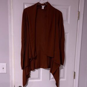 H&M..Sz Small…Burnt Sienna Draped Collar Open Cardigan. Gently Worn